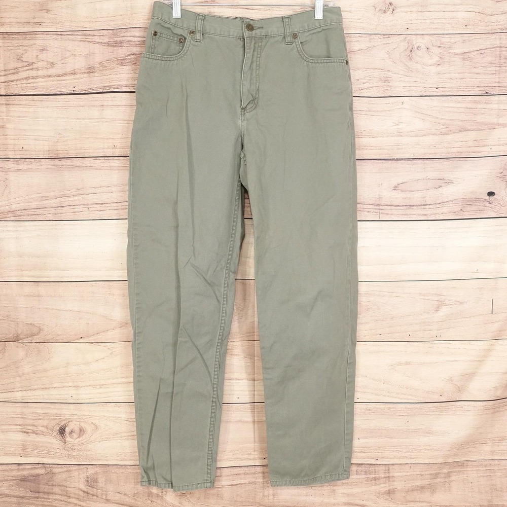 Eddie Bauer Pants Womens 10 Green Chino Twill Straight Leg Pockets 30x28.5